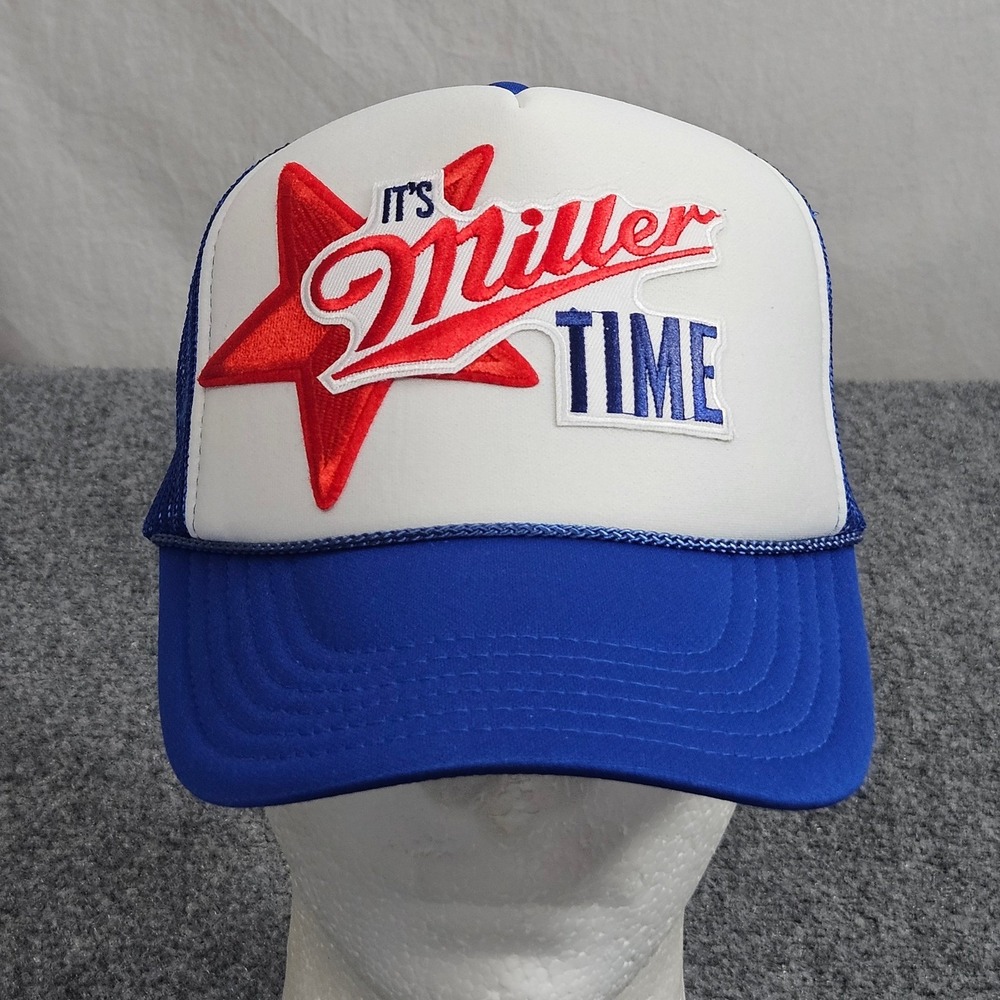 Miller Time Trucker Hat Red White Blue Americana Star Beer USA Heritage Brewery